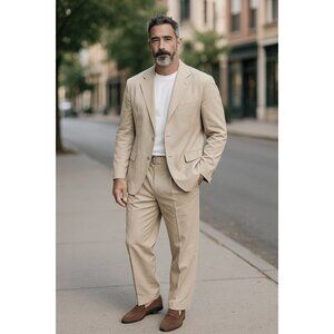 Jos A Bank Mens Beige Suit Jacket & Pants Set